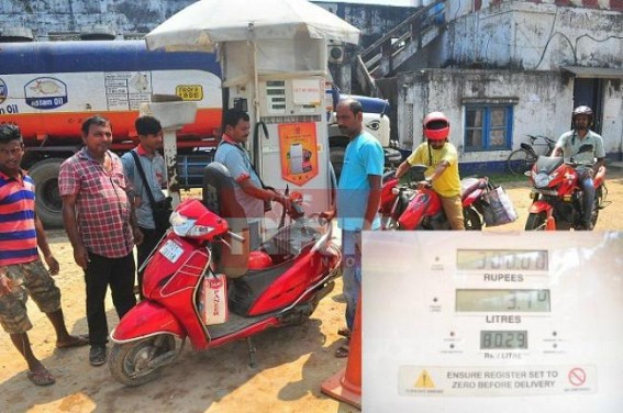 JUMLA Partyâ€™s  â€˜Acche (?) Dinâ€™ : Petrol price skyrockets to Rs. 80.29 on Sunday, Diesel climbs at Rs. 73.69,  mass resentments across Tripura ahead of Biswakarma Puja